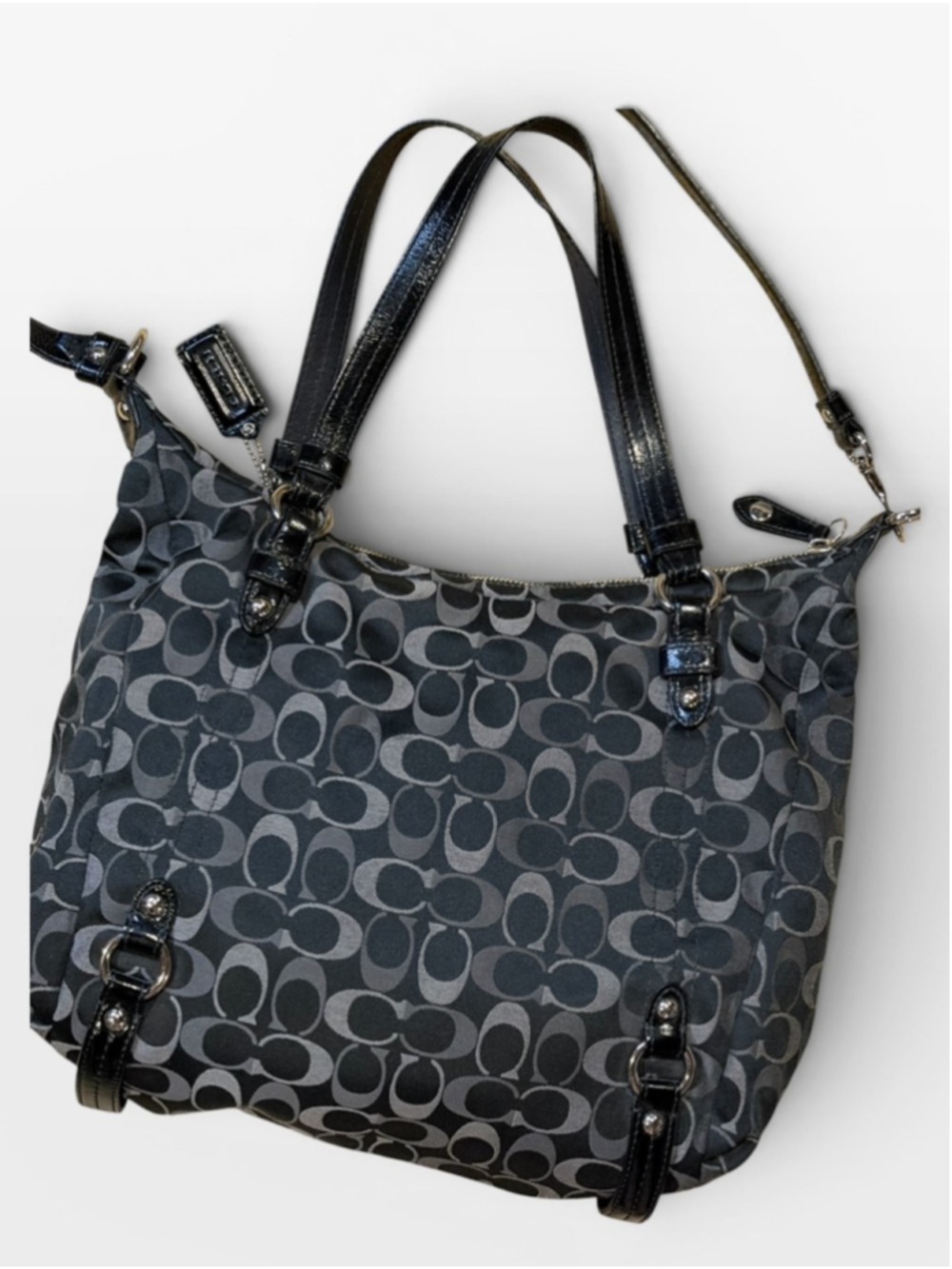 Coach Black Grey Signature C Jacquard Shoulder Bag - Picture 3 of 13